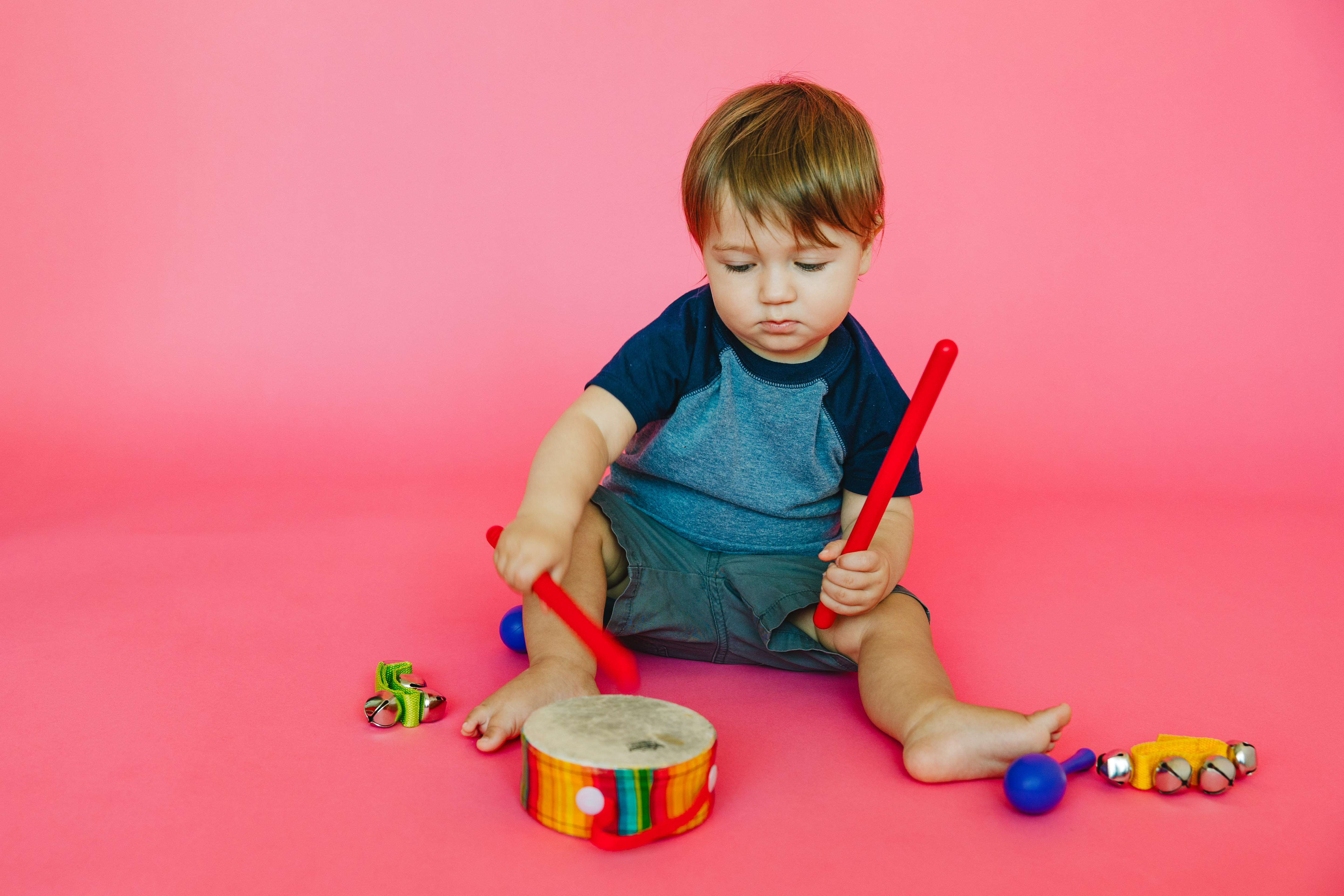 Kid playing with instruments
